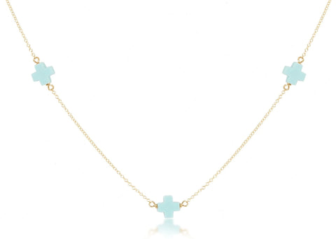 choker simplicity chain gold - signature cross turquoise